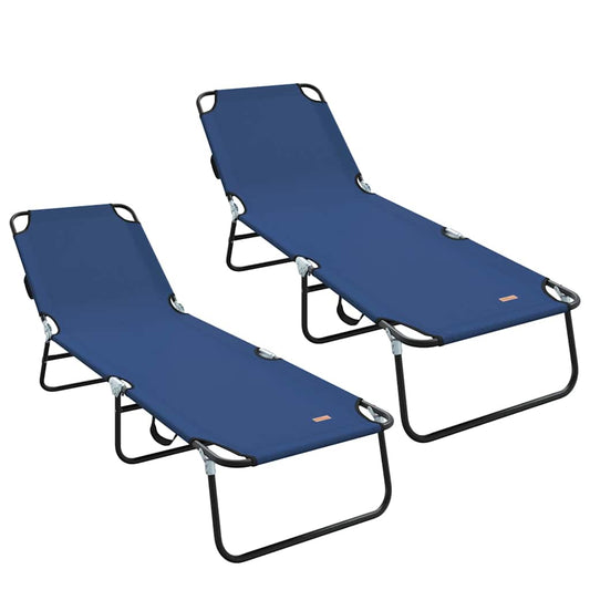 Espreguiçadeira dobrável 2 pcs Azul 56 x 189 x 87cm tecido