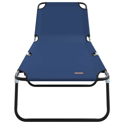 Espreguiçadeira dobrável 2 pcs Azul 56 x 189 x 87cm tecido
