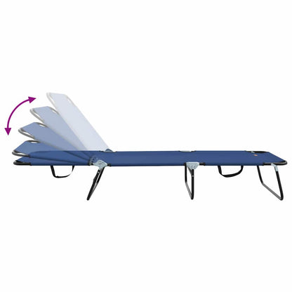 Espreguiçadeira dobrável 2 pcs Azul 56 x 189 x 87cm tecido