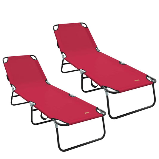 Espreguiçadeira dobrável 2 pcs Vermelho 56 x 189 x 87cm tecido