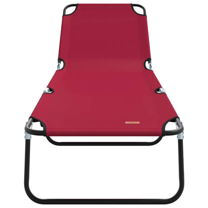 Espreguiçadeira dobrável 2 pcs Vermelho 56 x 189 x 87cm tecido