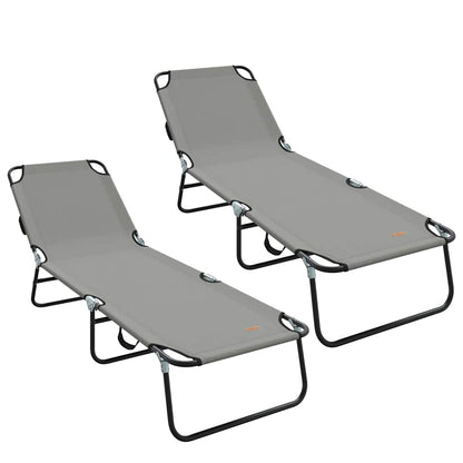 Espreguiçadeira dobrável 2 pcs Cinzeto 56 x 189 x 87cm tecido