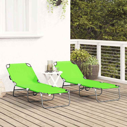 Espreguiçadeira dobrável 2 pcs Verde 56 x 189 x 87cm tecido