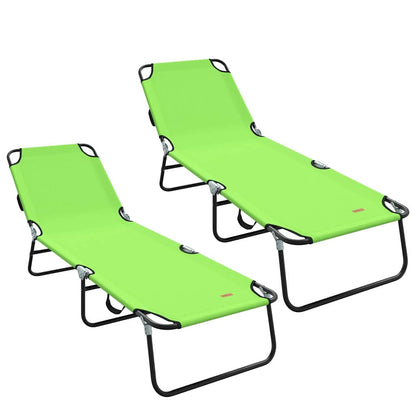 Espreguiçadeira dobrável 2 pcs Verde 56 x 189 x 87cm tecido