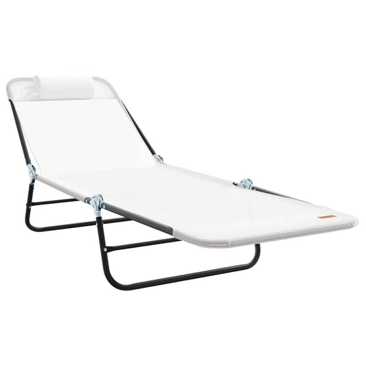 Espreguiçadeira dobrável Creme 182 x 55 x 85.5cm Textilene