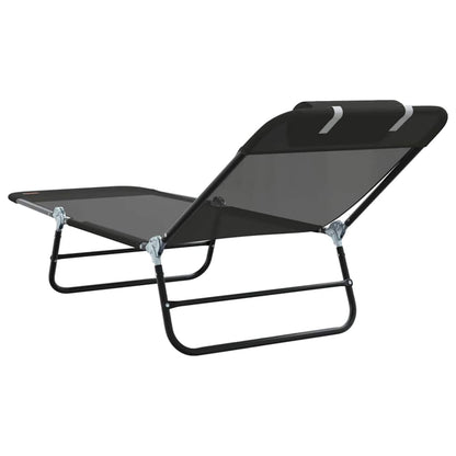 Espreguiçadeira dobrável Preto 182 x 55 x 85.5cm Textilene
