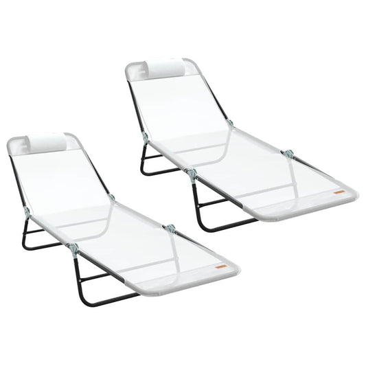 Espreguiçadeira dobrável 2-pessoa 2 pcs Creme 182 x 55 x 85.5cm
