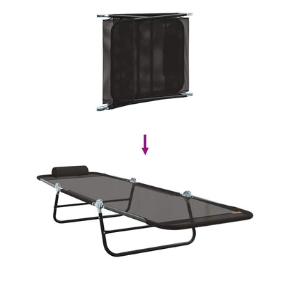 Espreguiçadeira dobrável 2-pessoa 2 pcs Preto 182 x 55 x 85.5cm