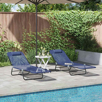 Espreguiçadeira dobrável 2 pcs Azul-marinho 182 x 55 x 85.5cm