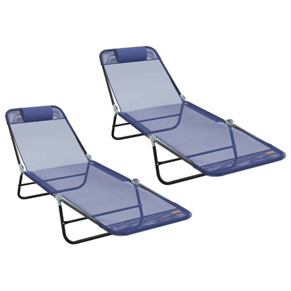 Espreguiçadeira dobrável 2 pcs Azul-marinho 182 x 55 x 85.5cm