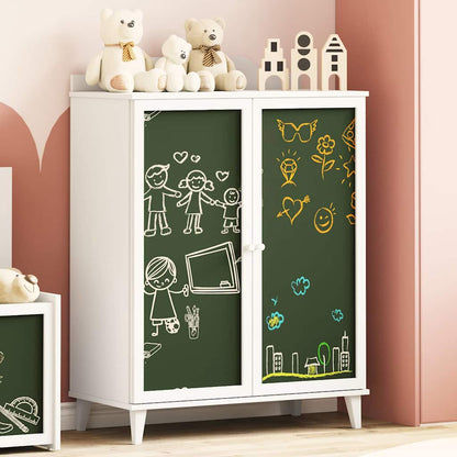 Armário de Quadro Negro com porta Branco Madeira processada