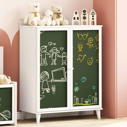 Armário de Quadro Negro com porta Branco Madeira processada