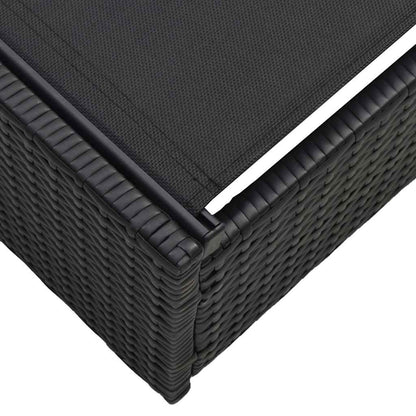 Espreguiçadeira com almofada Preto 60 x 200 x 27cm vime PE