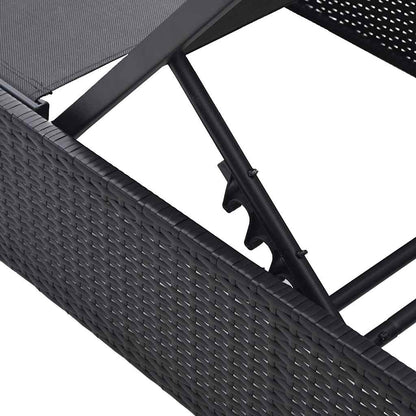 Espreguiçadeira com almofada Preto 60 x 200 x 27cm vime PE