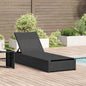 Espreguiçadeira com almofada Preto 60 x 200 x 27cm vime PE