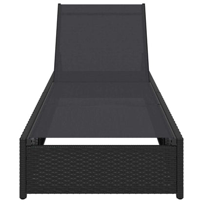 Espreguiçadeira com almofada Preto 60 x 200 x 27cm vime PE