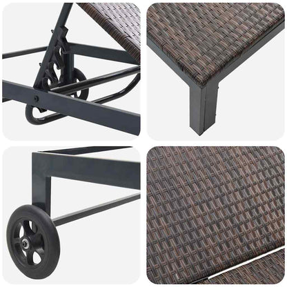 Cama de Sol 2-pessoa 3 pcs Castanho 40 x 39 x 40.5cm vime PE