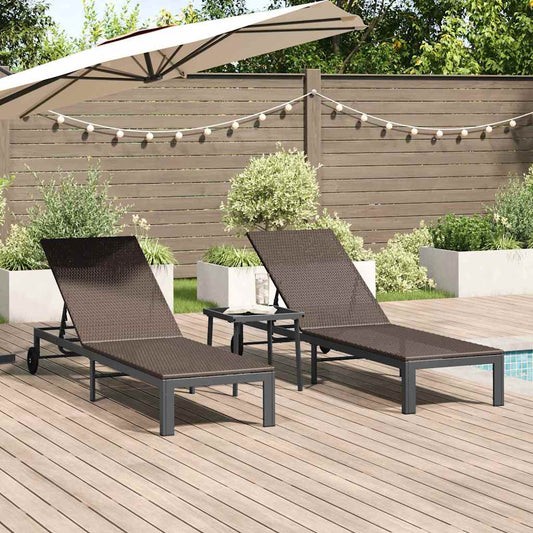 Cama de Sol 2-pessoa 3 pcs Castanho 40 x 39 x 40.5cm vime PE