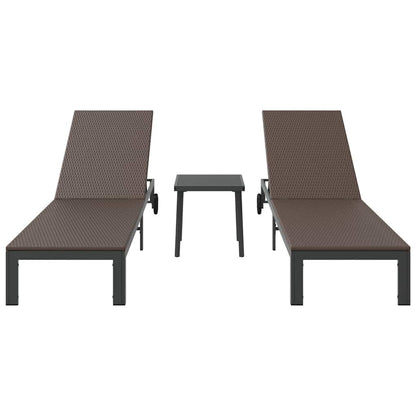 Cama de Sol 2-pessoa 3 pcs Castanho 40 x 39 x 40.5cm vime PE