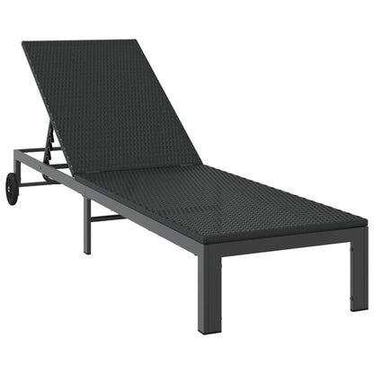 Cama de Sol com almofada 3 pcs Preto 40 x 39 x 40.5cm vime PE