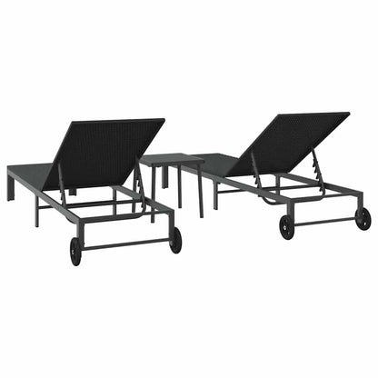 Cama de Sol com almofada 3 pcs Preto 40 x 39 x 40.5cm vime PE