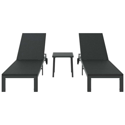 Cama de Sol com almofada 3 pcs Preto 40 x 39 x 40.5cm vime PE