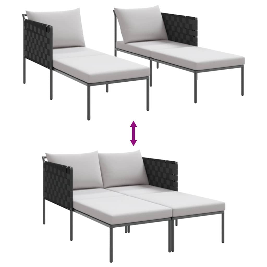Cama de Sol com almofada Antracite 115 x 153 x 69.5cm Aço