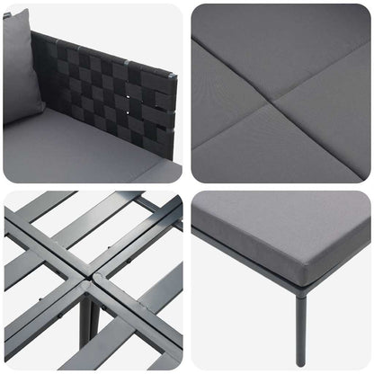 Cama de Sol com almofada Antracite 115 x 153 x 69.5cm Aço