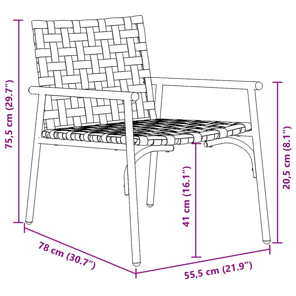 Cadeira de Jardim 2 pcs Preto 79 x 56 x 73.5cm vime PE