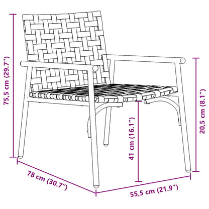Cadeira de Jardim 2 pcs Preto 79 x 56 x 73.5cm vime PE