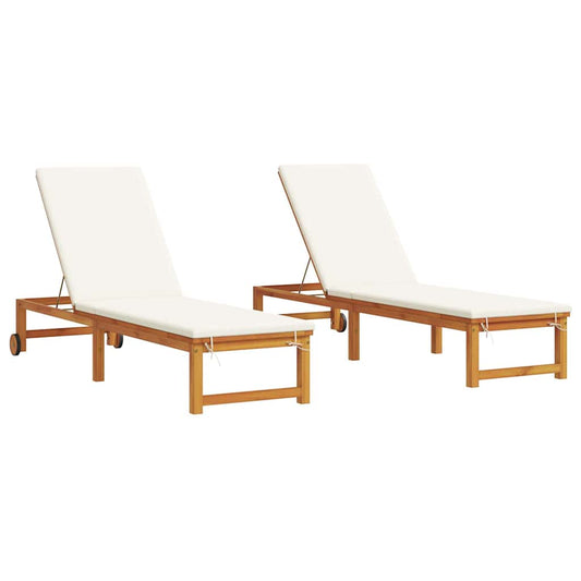 Espreguiçadeira com almofada 2 pcs Castanho 53 x 202 x 89cm