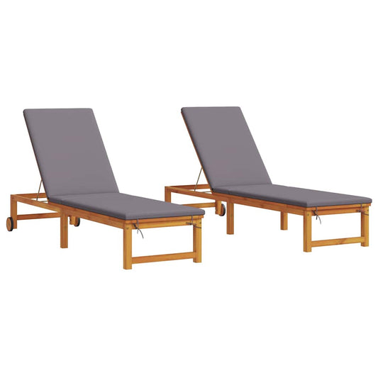 Espreguiçadeira com almofada 2 pcs Castanho 53 x 202 x 89cm