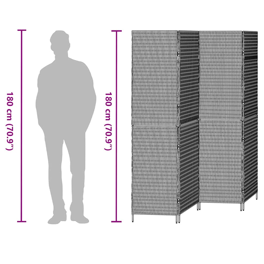 Divisor de Ambiente Manual Preto 195 x 180 cm vime PE