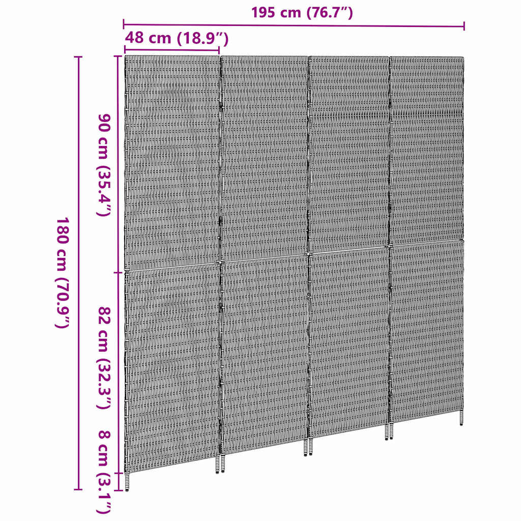 Divisor de Ambiente Manual Castanho 195 x 180 cm vime PE