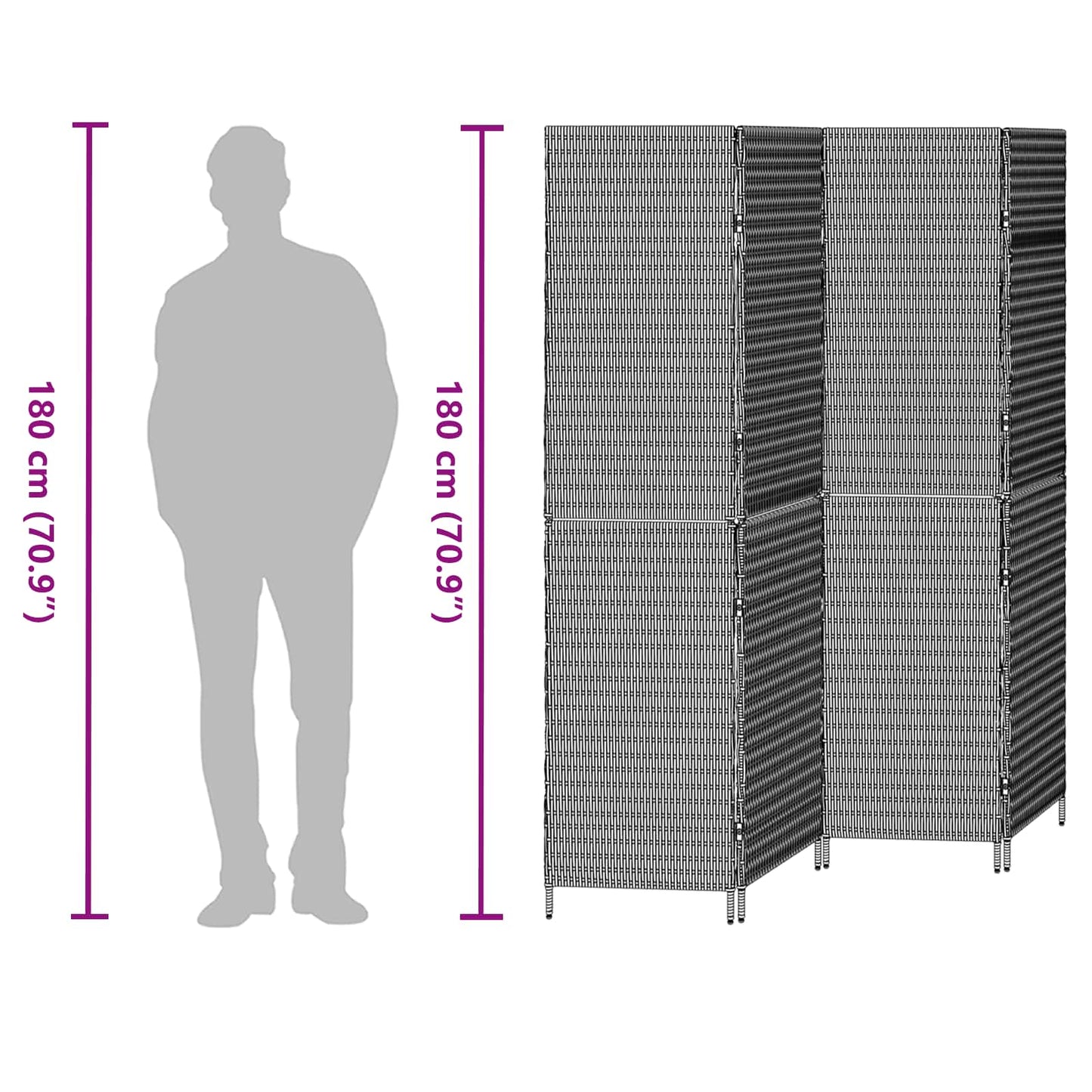 Divisor de Ambiente Manual Cinzeto 195 x 180 cm vime PE
