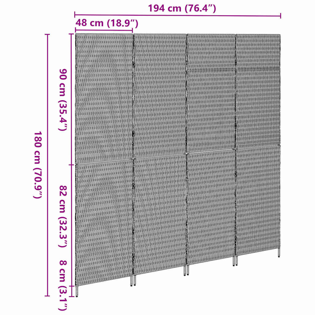 Divisor de Ambiente Manual Cinzeto 195 x 180 cm vime PE