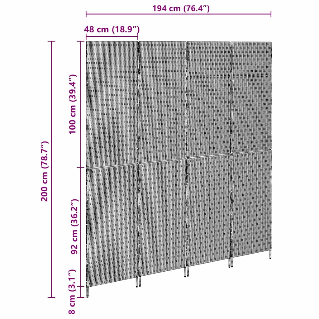 Divisor de Ambiente Manual Bege 196 x 200 cm vime PE