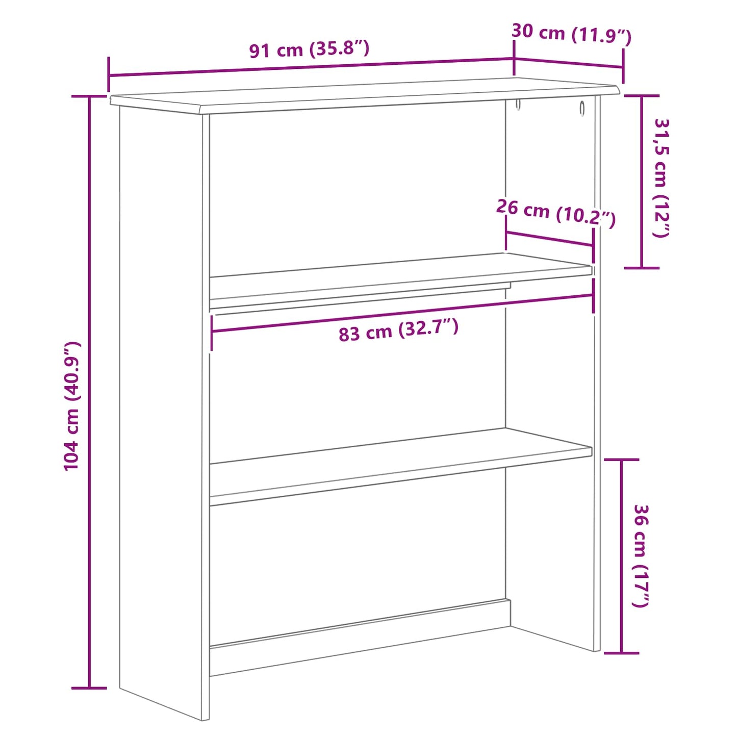 Hutch ASKIM 91 x 30 x 104 cm Madeira maciça de pinho