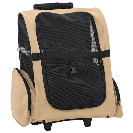 Carrinho para animais de estimação 3 em 1 Design Areia 48x32x(57-106) cm Tecido Oxford