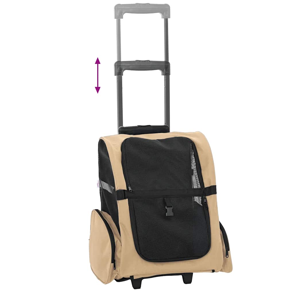 Carrinho para animais de estimação 3 em 1 Design Areia 48x32x(57-106) cm Tecido Oxford