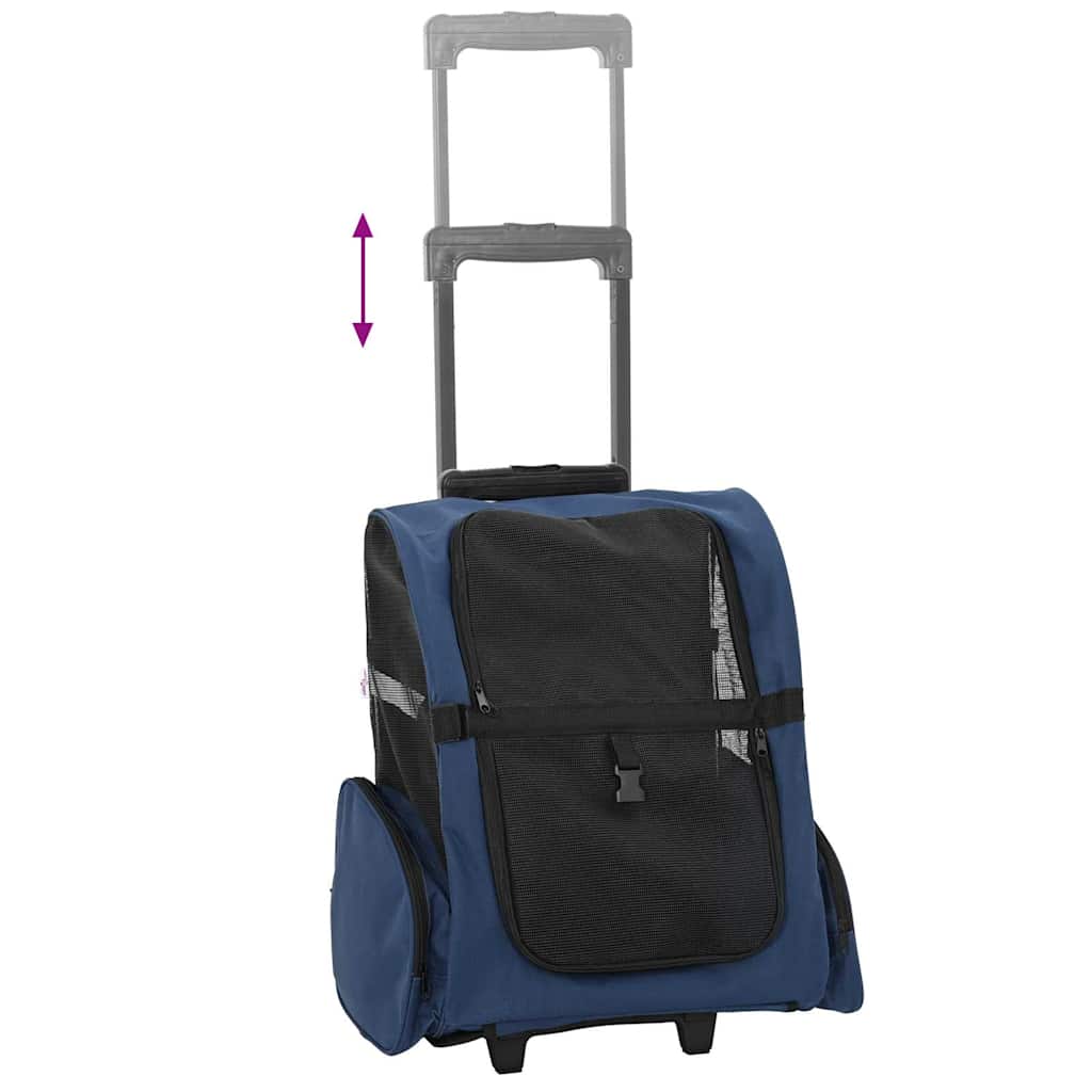 Carrinho para animais de estimação 3 em 1 Design Azul 48x32x(57-106) cm Tecido Oxford
