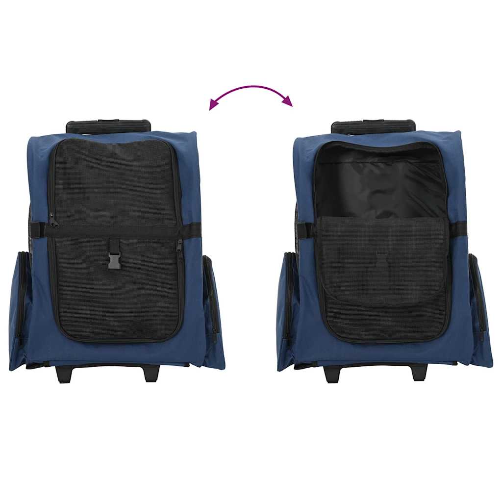 Carrinho para animais de estimação 3 em 1 Design Azul 48x32x(57-106) cm Tecido Oxford