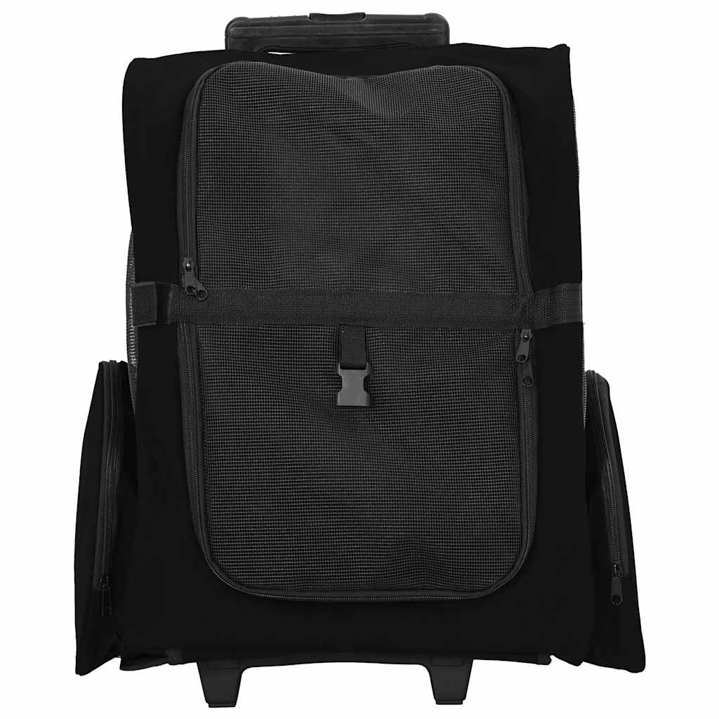 Carrinho para animais de estimação 3 em 1 Design Preto 48x32x(57-106) cm Tecido Oxford