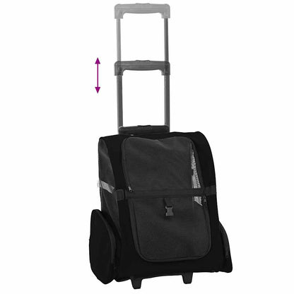 Carrinho para animais de estimação 3 em 1 Design Preto 48x32x(57-106) cm Tecido Oxford