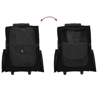 Carrinho para animais de estimação 3 em 1 Design Preto 48x32x(57-106) cm Tecido Oxford