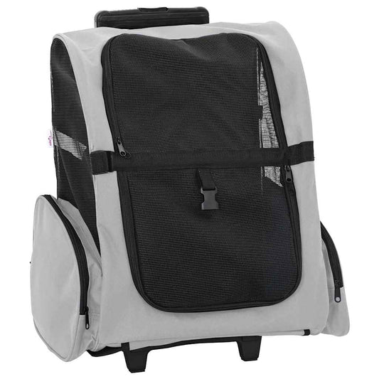 Carrinho para animais de estimação 3 em 1 Design Cinza 48x32x(57-106) cm Tecido Oxford