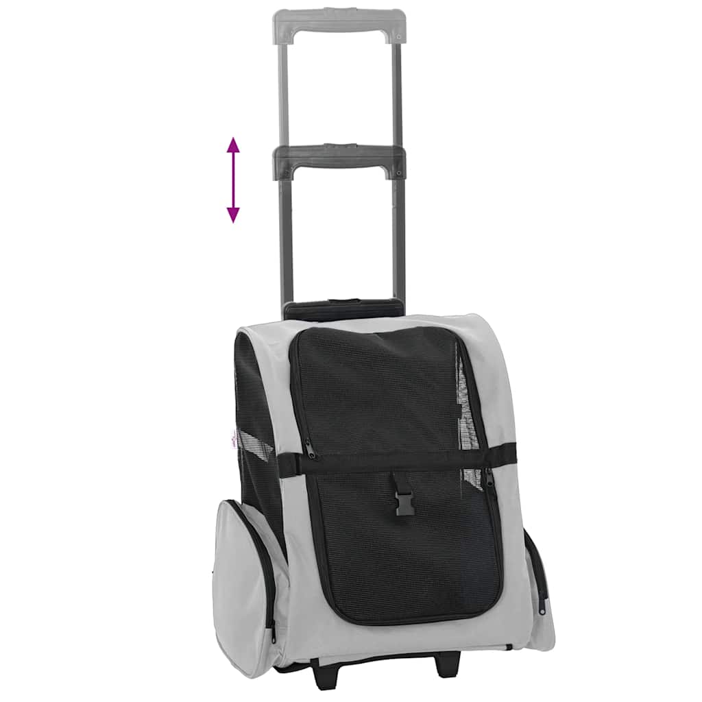 Carrinho para animais de estimação 3 em 1 Design Cinza 48x32x(57-106) cm Tecido Oxford