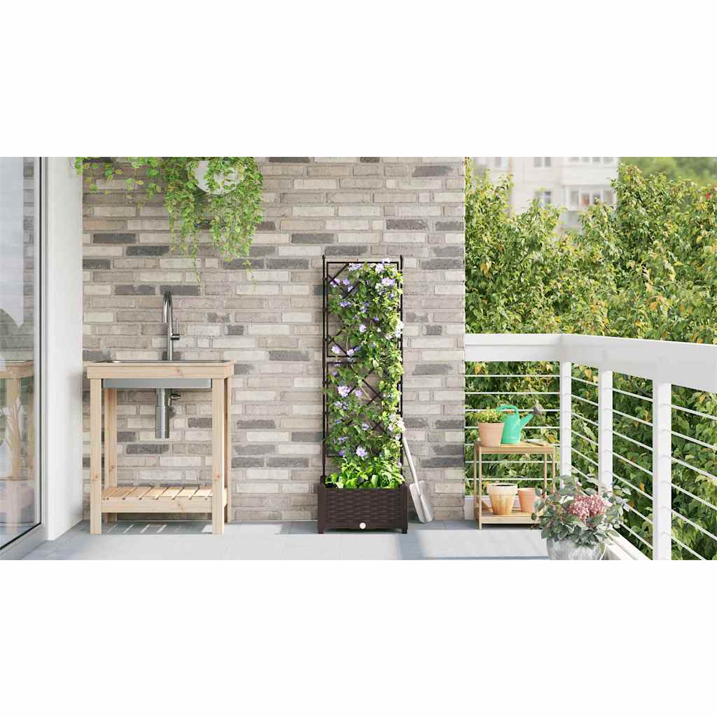 Jardineira com Treliça Castanho 40 x 40 x 125.5 cm PP