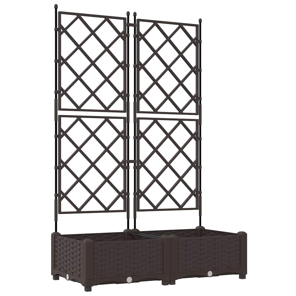 Jardineira com Treliça 2 pcs Castanho 80 x 40 x 125.5 cm PP