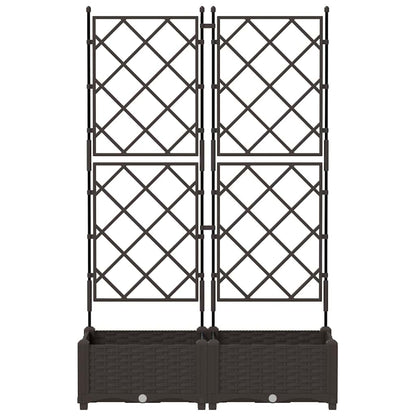 Jardineira com Treliça 2 pcs Castanho 80 x 40 x 125.5 cm PP